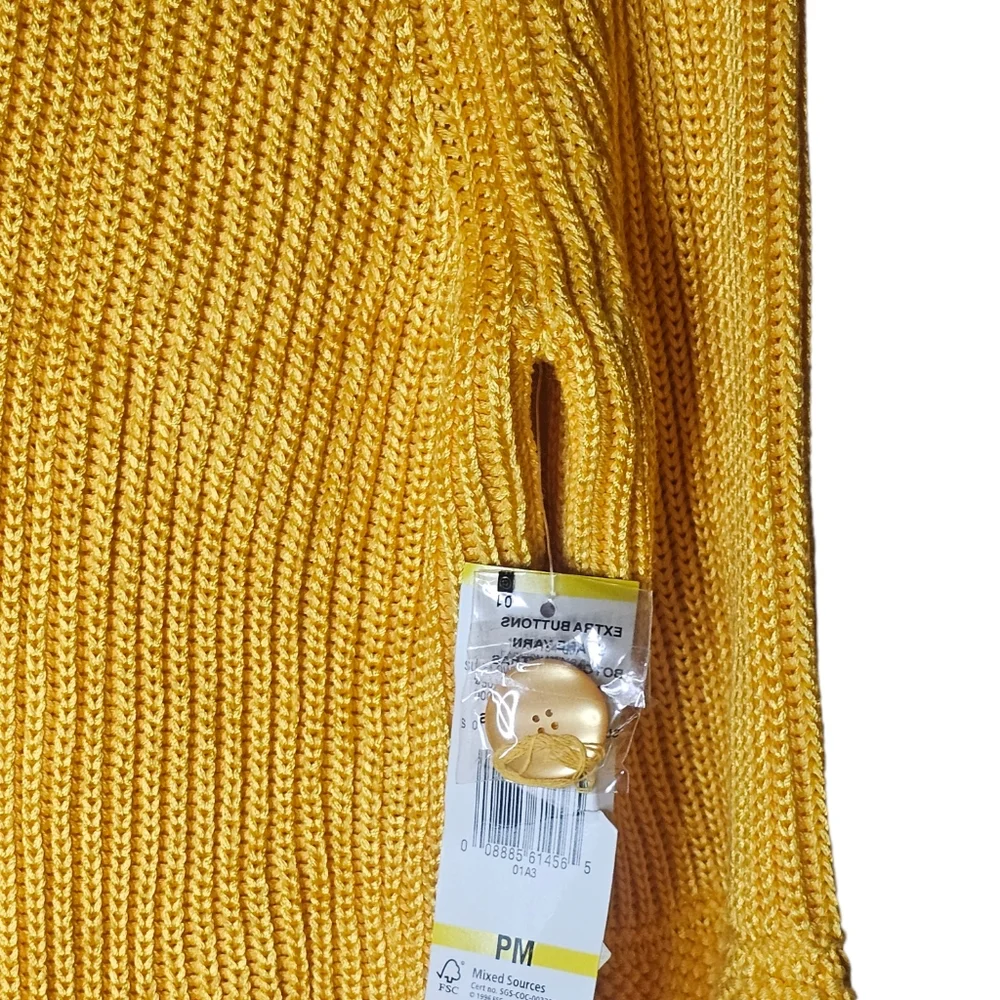Jones New York gold knitted sweater/cardigan button down 3/4 sleeves size PM